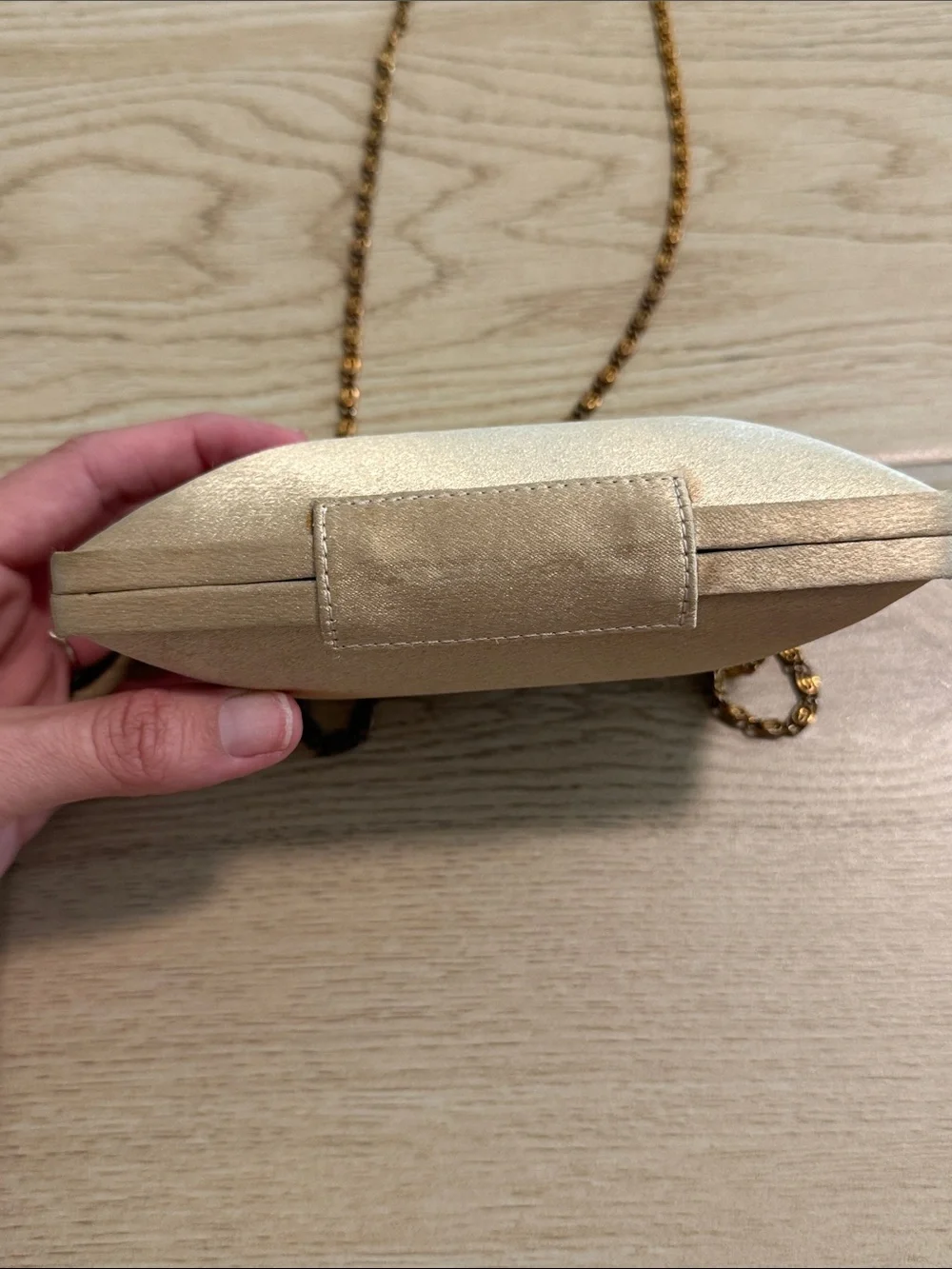 Gold Metallic Evening Clutch with Chain Strap